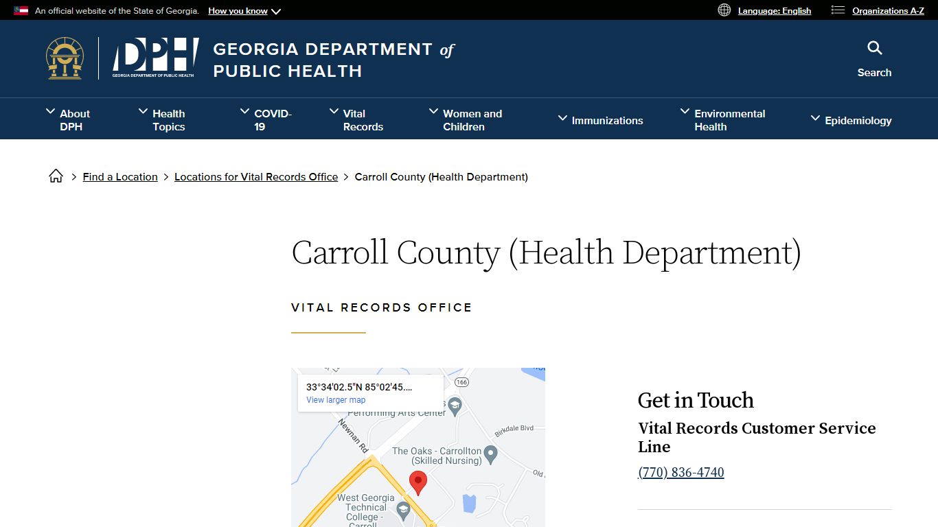 Carroll County (Health Department) - Georgia Department of Public Health